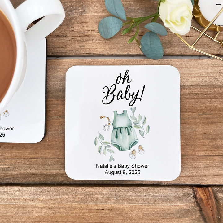 Classic Baby Shower Decor, Oh Baby Shower Favors, Baby Shower Coasters