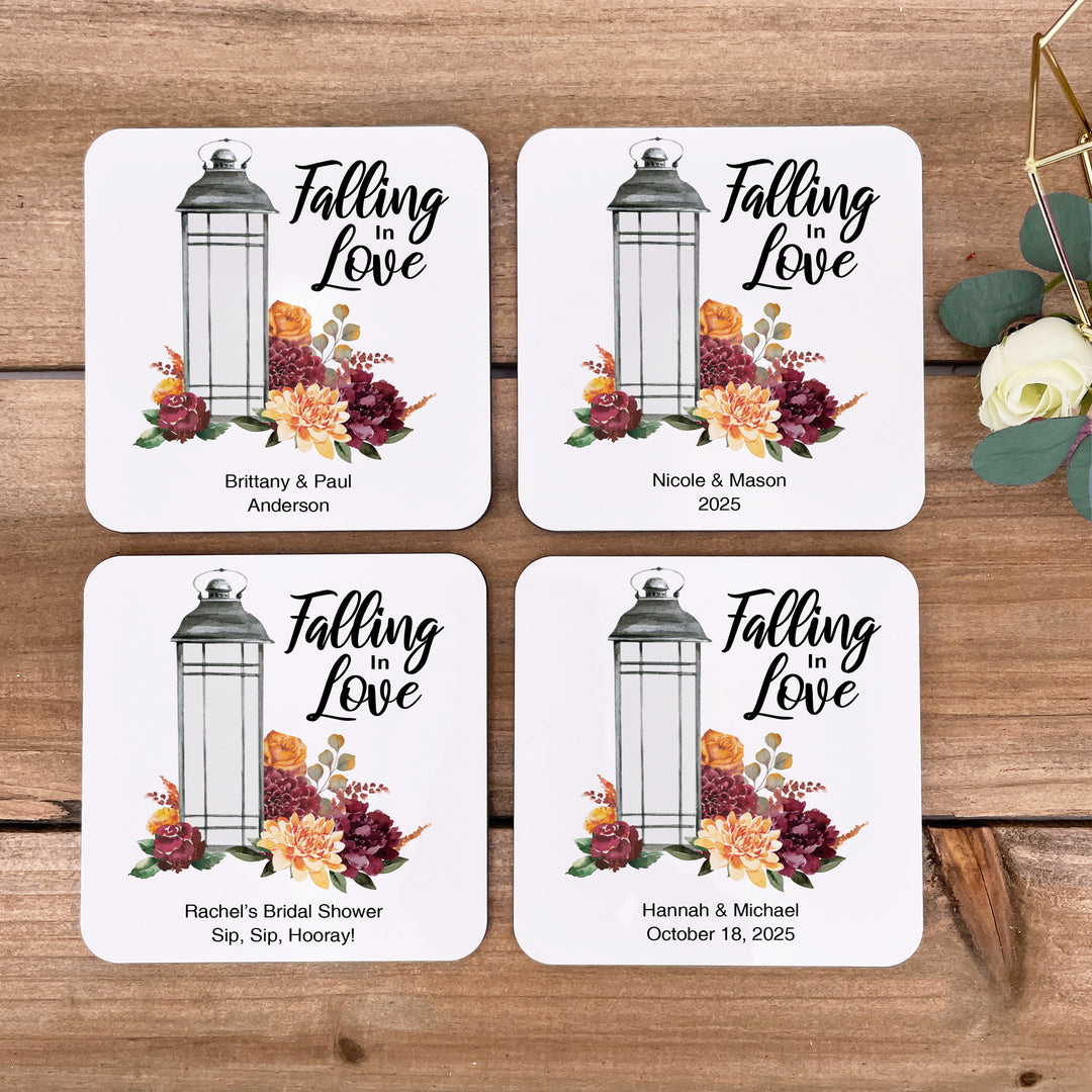 Falling in Love Wedding Coasters, Personalized Wedding Favors