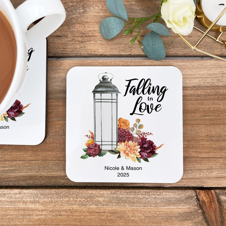 Falling in Love Wedding Coasters, Personalized Wedding Favors