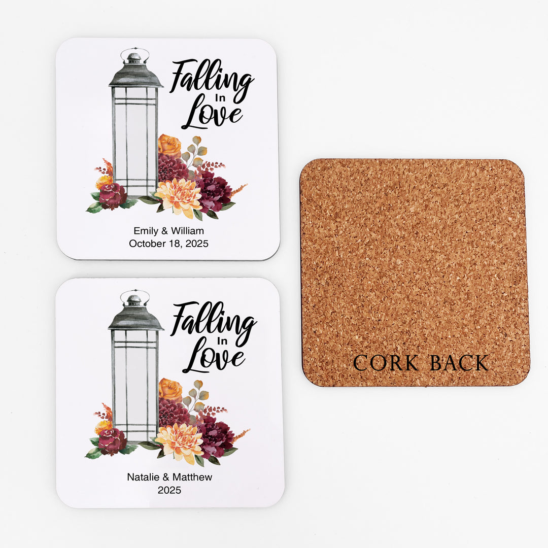 Falling in Love Wedding Coasters, Personalized Wedding Favors