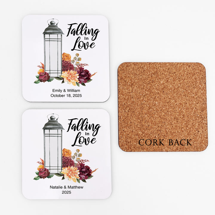 Falling in Love Wedding Coasters, Personalized Wedding Favors