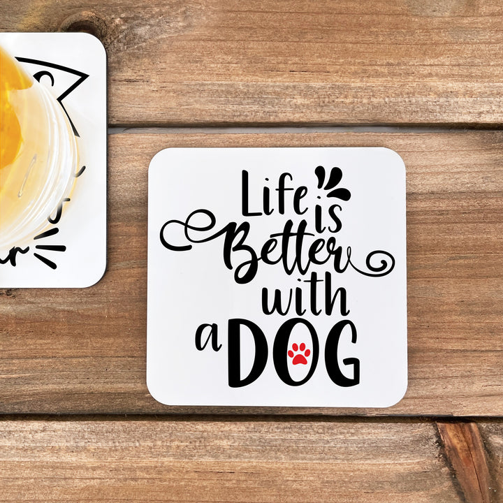 Dog Saying Coasters, Dog Lover Gift, Puppy Dog Coasters - Set of 4