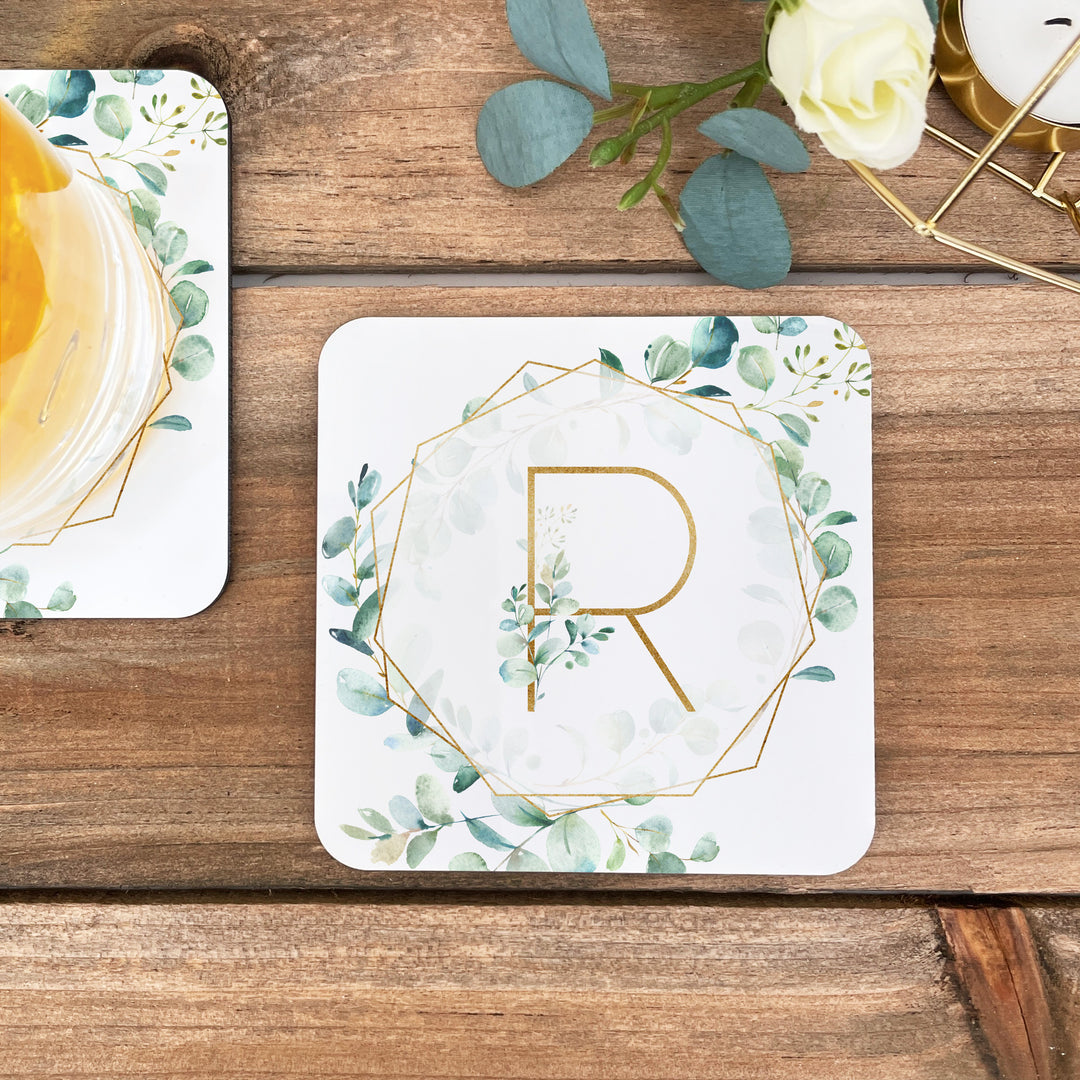 Initial Monogram Coasters, Eucalyptus Monogram Coasters