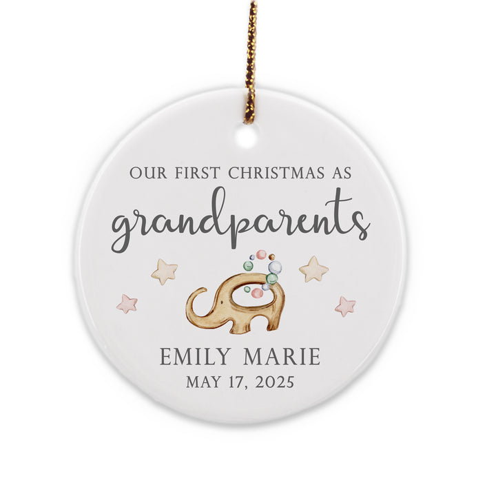 First Christmas as Grandparents Ornament, Elephant Rattle