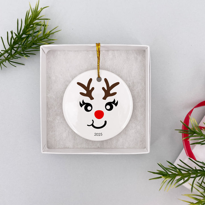 Snowman and Reindeer Personalized Christmas Ornament