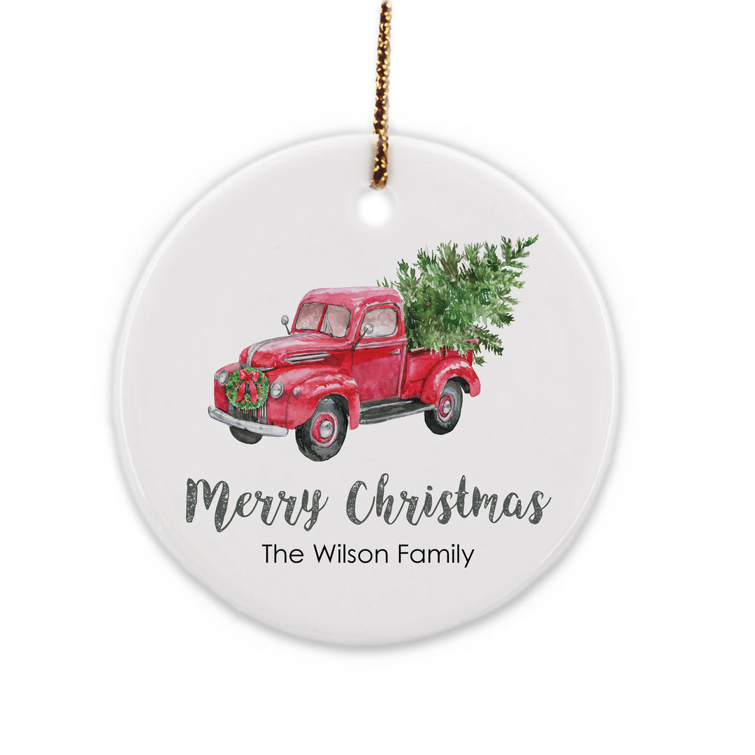 Red Truck Personalized Christmas Ornament