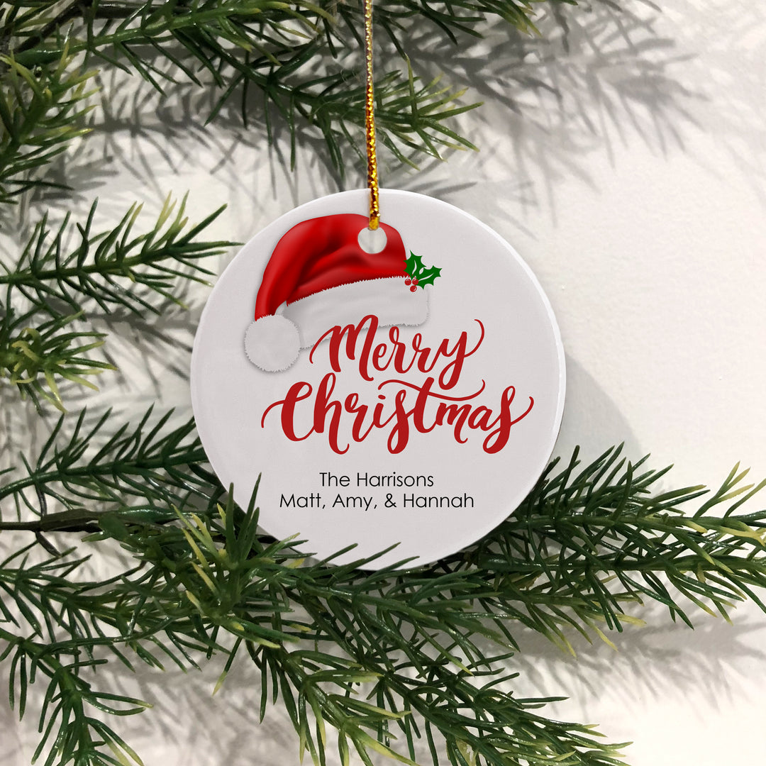 Santa Hat Merry Christmas Personalized Ornament