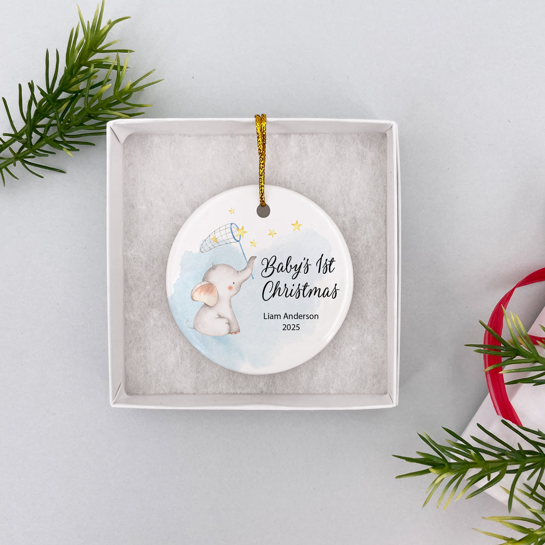 Elephant Ornament, Personalized Ornament, Elephant Ornament