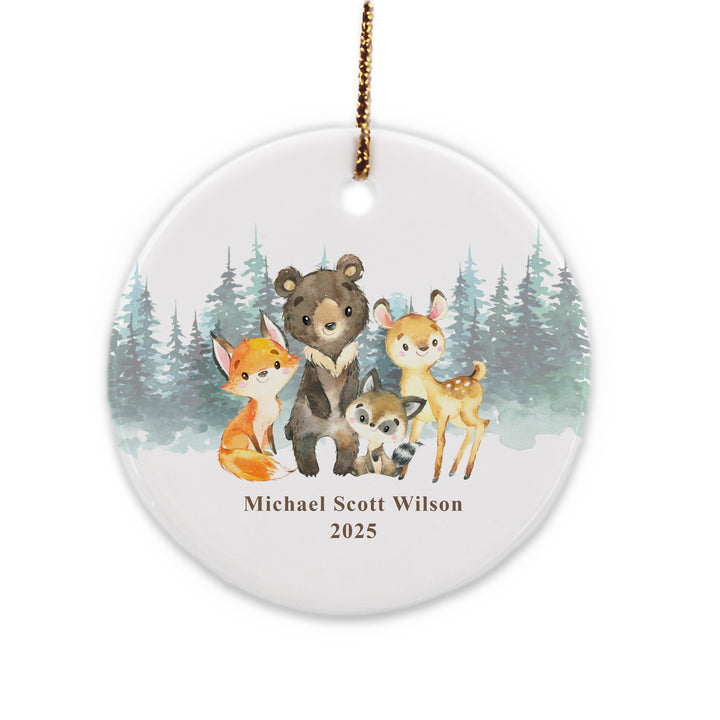 Woodland Animals Christmas Ornament, Baby's First Christmas Ornament