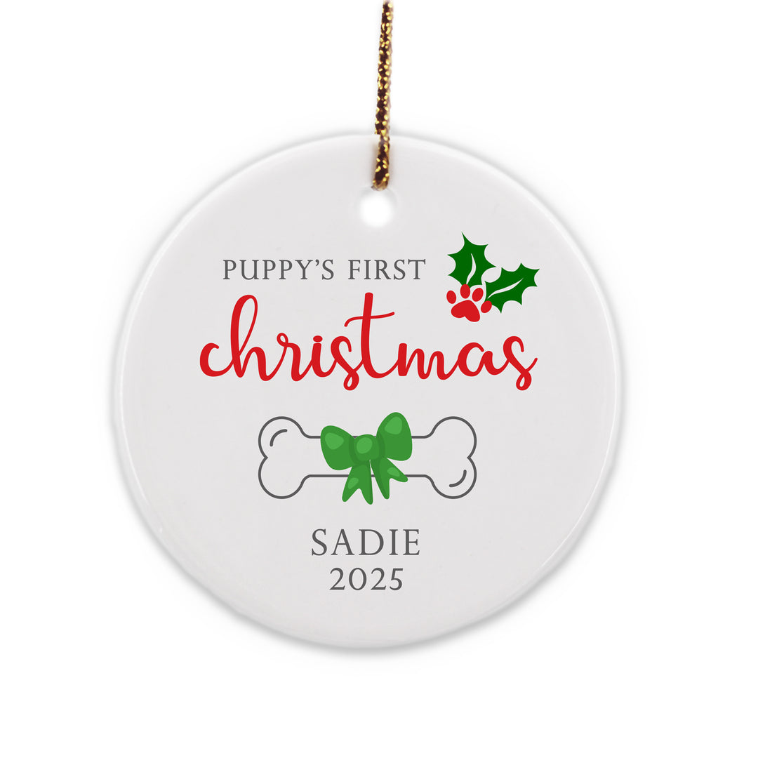 Puppy's First Christmas Personalized Ornament