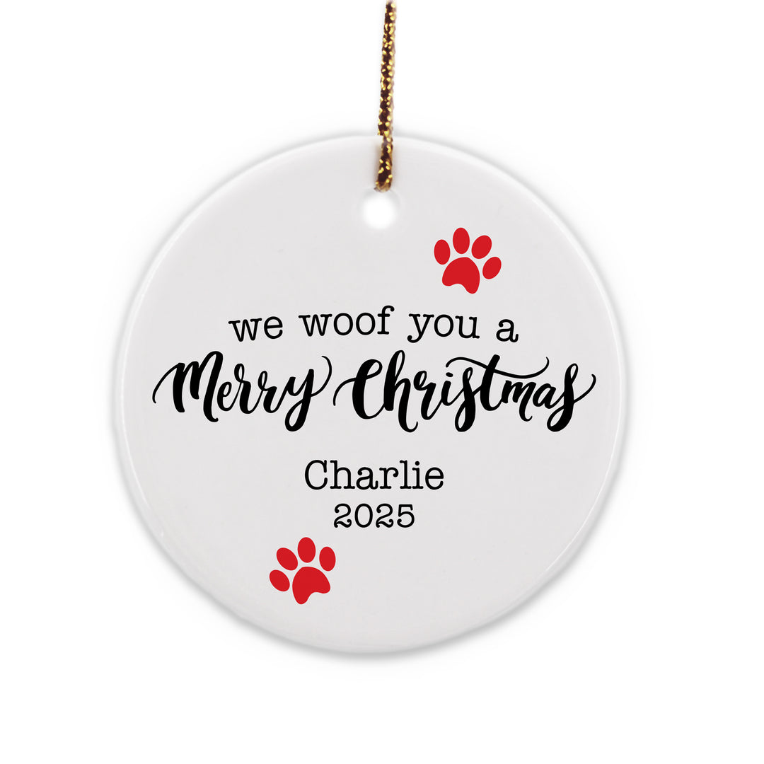 We woof you a Merry Christmas Personalized Dog Ornament