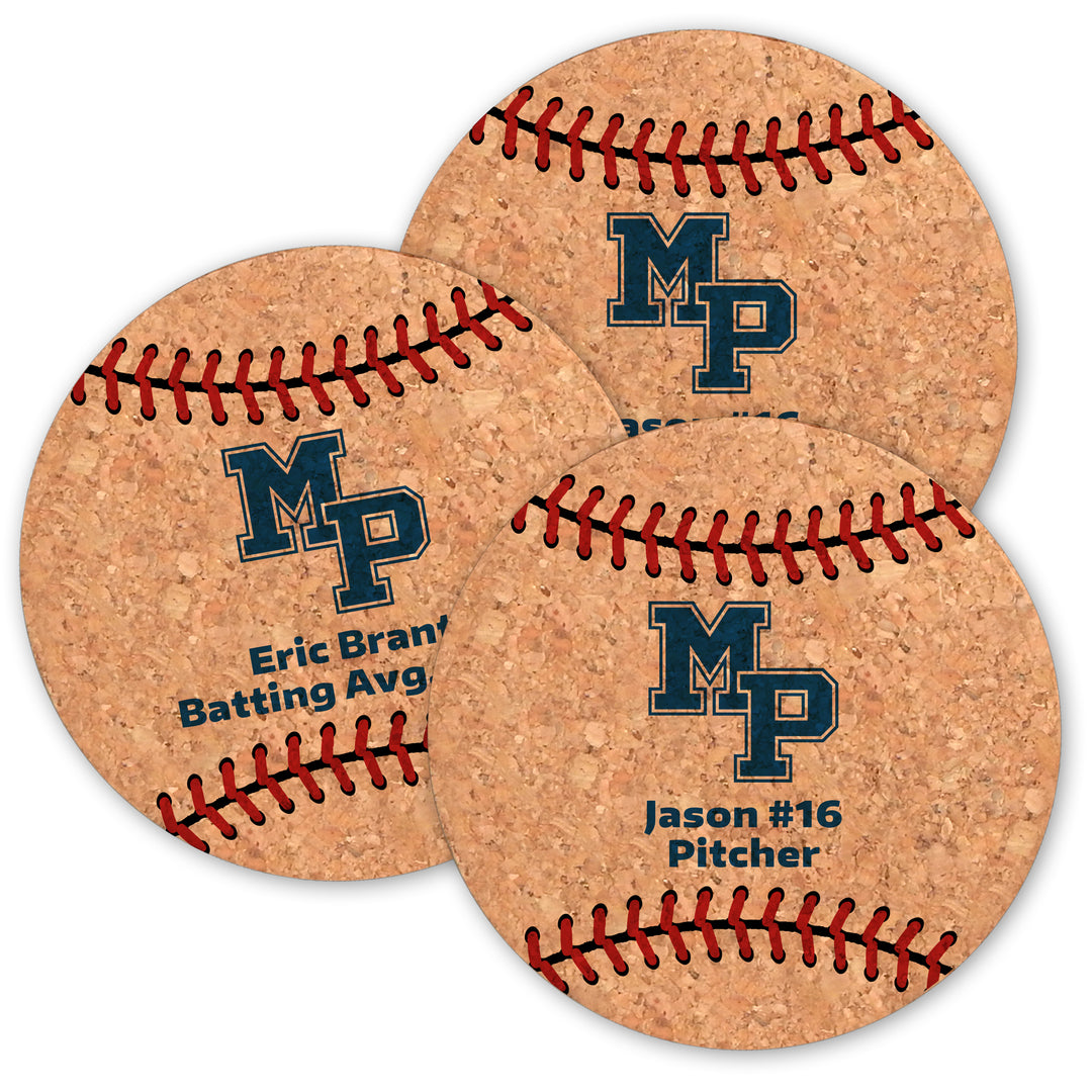 MP Baseball Cork Coasters (Set of 6)