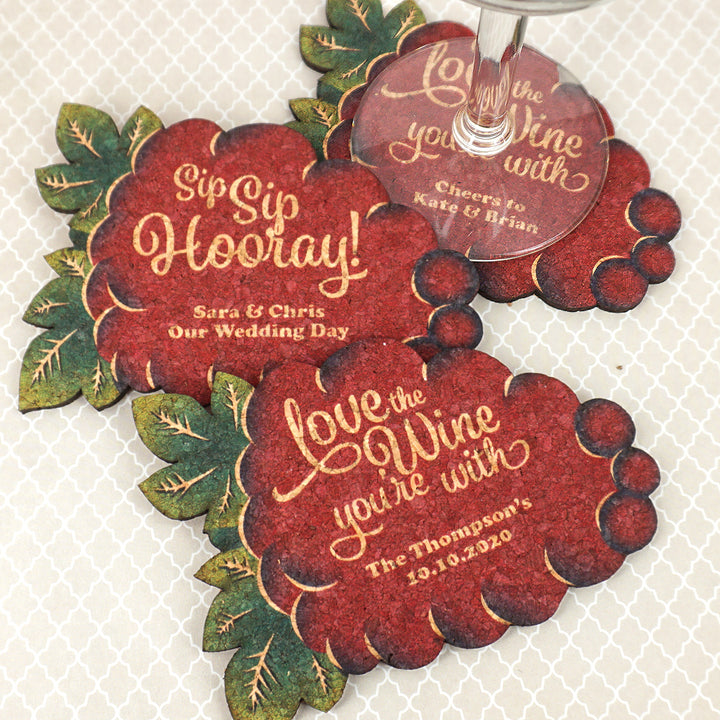 Personalized Wine Grapes Cork Coaster