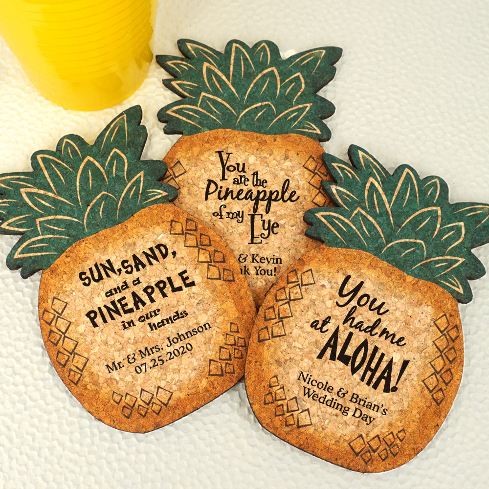 Personalized Pineapple Cork Coaster