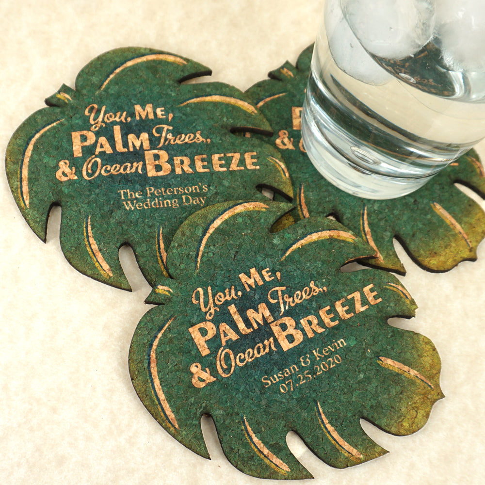 Personalized Palm Leaf Cork Coaster