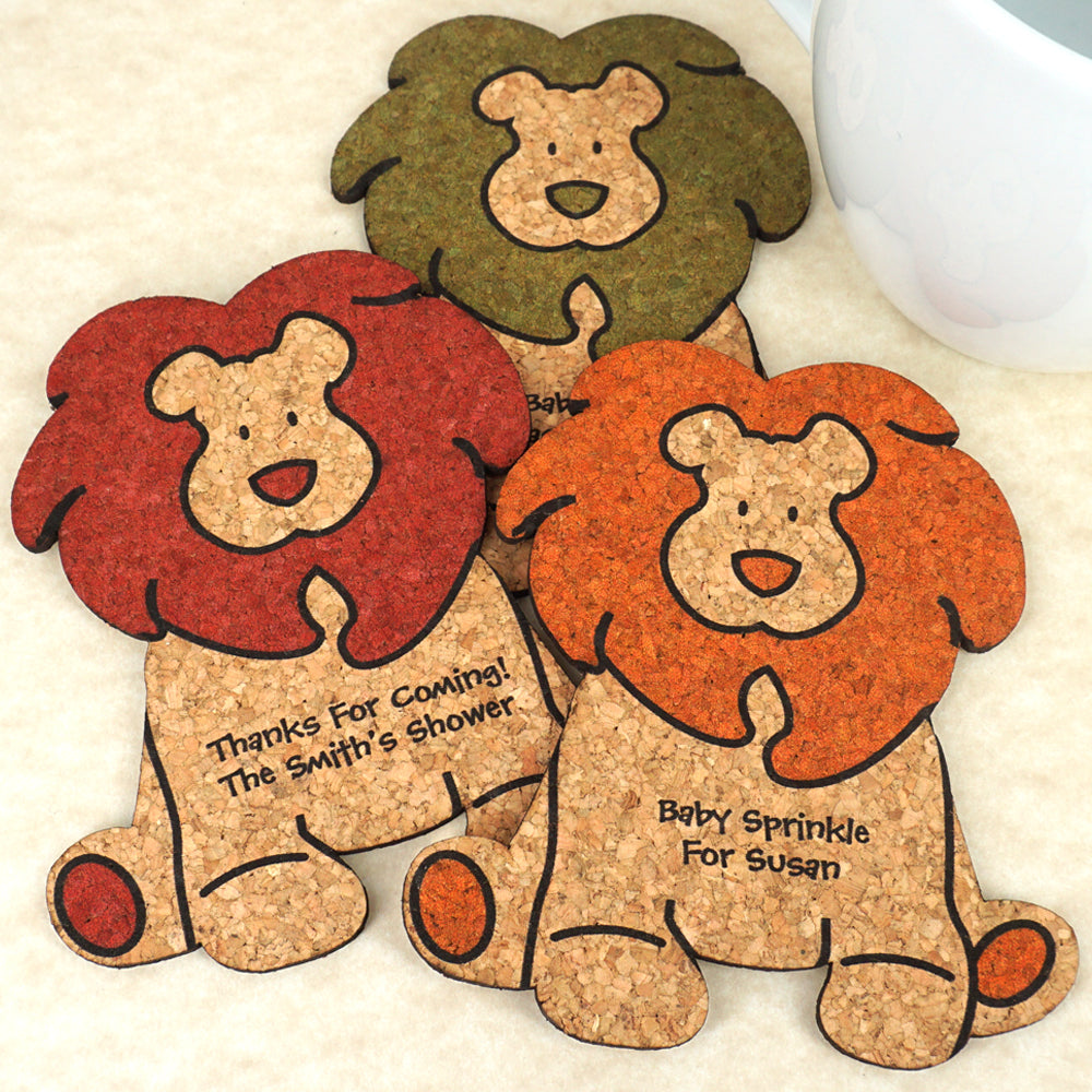 Personalized Baby Lion Shaped Cork Coaster