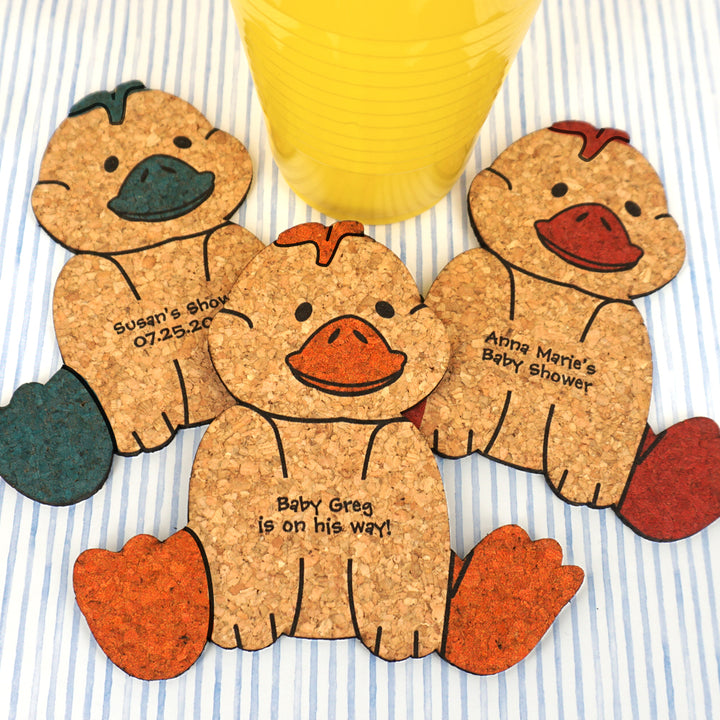Personalized Baby Duck Shaped Cork Coaster