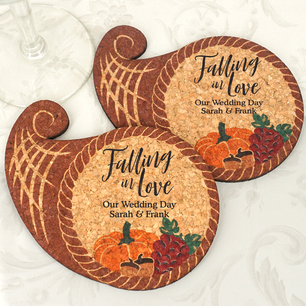 Personalized Cornucopia Cork Coaster