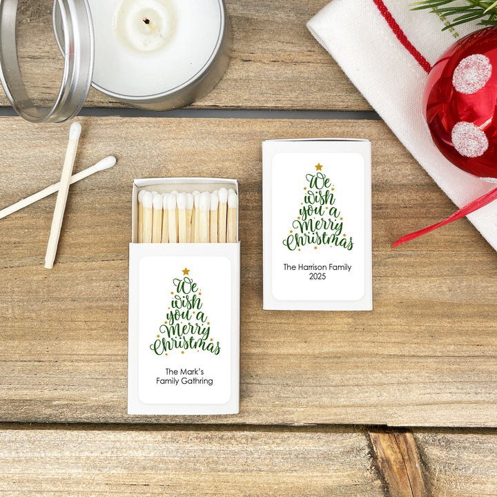 Personalized Christmas Match Boxes, Wish You A Merry Christmas Matches - Set of 50
