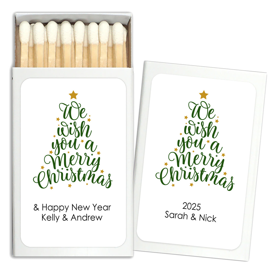 Personalized Christmas Match Boxes, Wish You A Merry Christmas Matches - Set of 50
