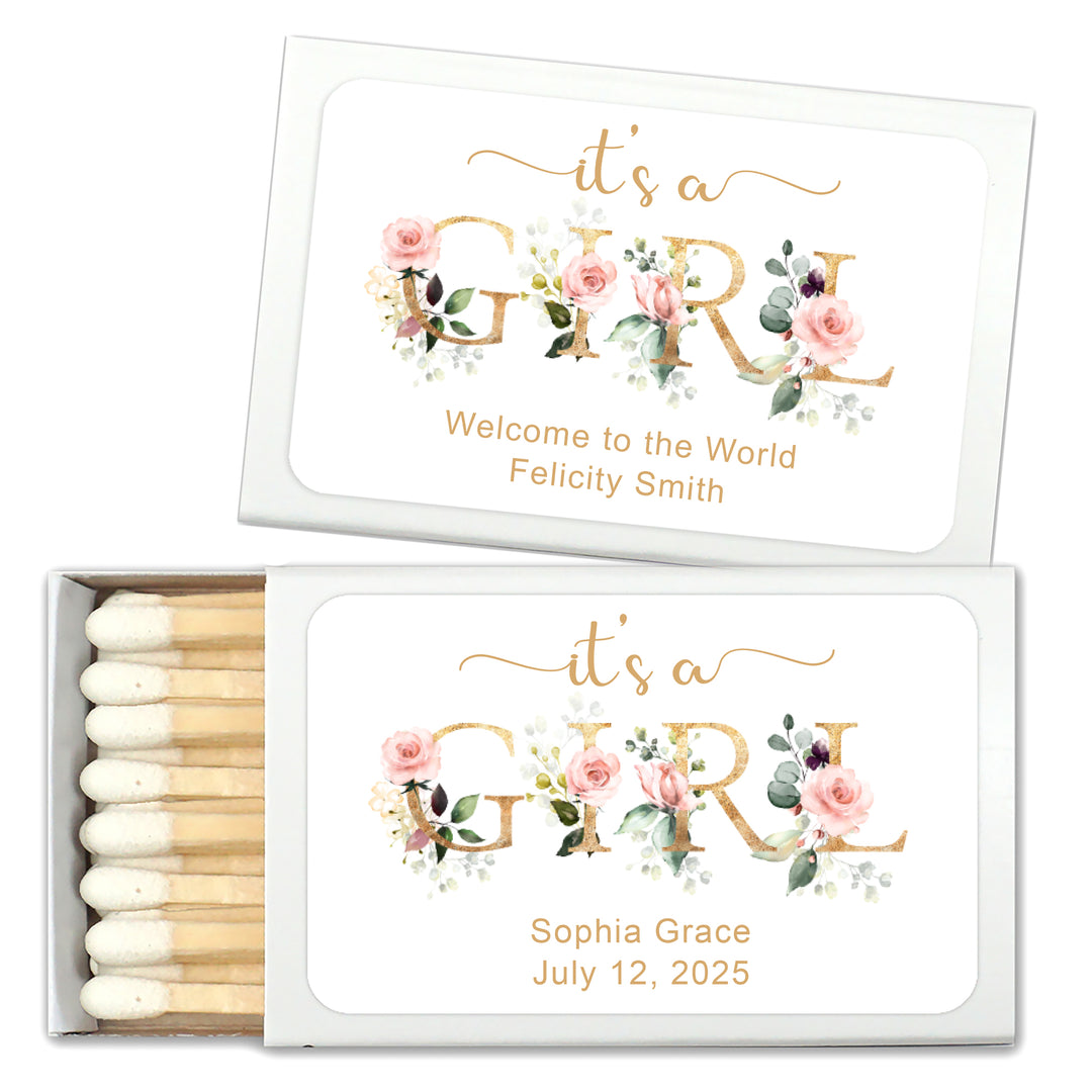 Baby Shower Favor Matches, It's A Girl (Set of 50)