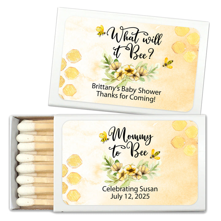 Baby Shower Favor Matches, Mommy to BEE (Set of 50)