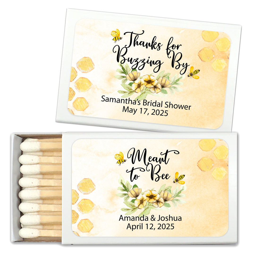 Wedding Shower Favor Matches, Bride to BEE (Set of 50)