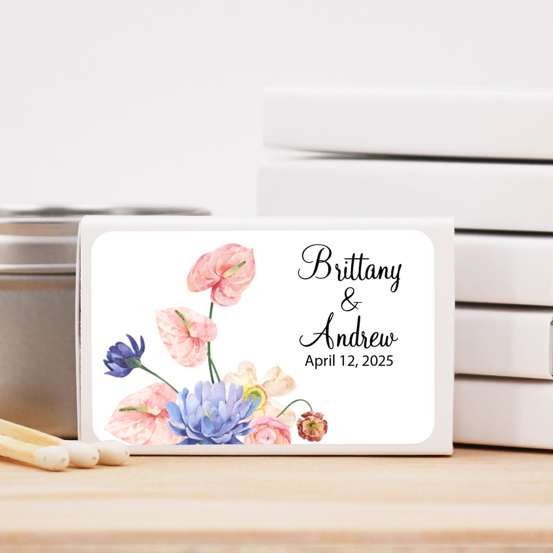 Wedding Favor Matches, The Perfect Match, Floral (Set of 50)