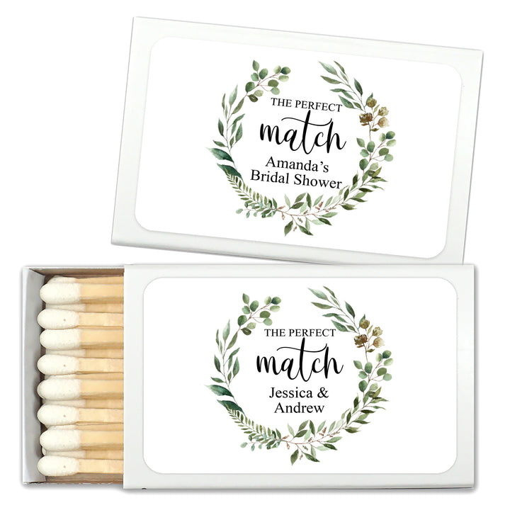 Wedding Favor Matches, Green Wreath (Set of 50)