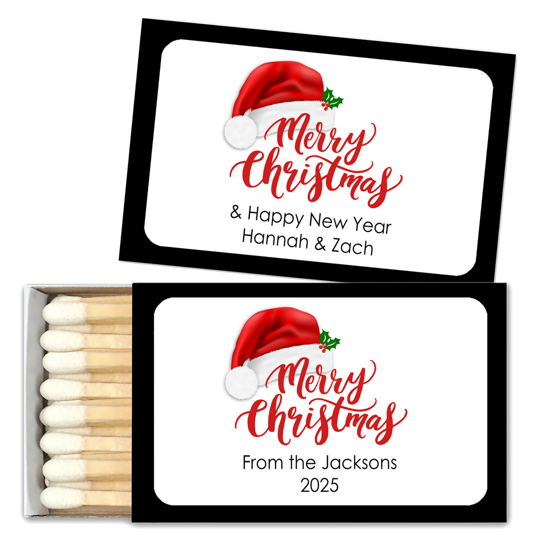 Merry Christmas Match Boxes, Personalized Christmas Matches - Set of 50