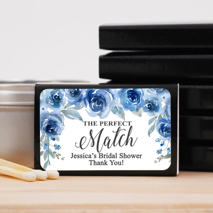 Wedding Favor Matches, Blue Floral (Set of 50)