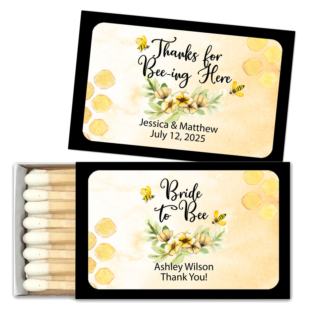 Wedding Shower Favor Matches, Bride to BEE (Set of 50)