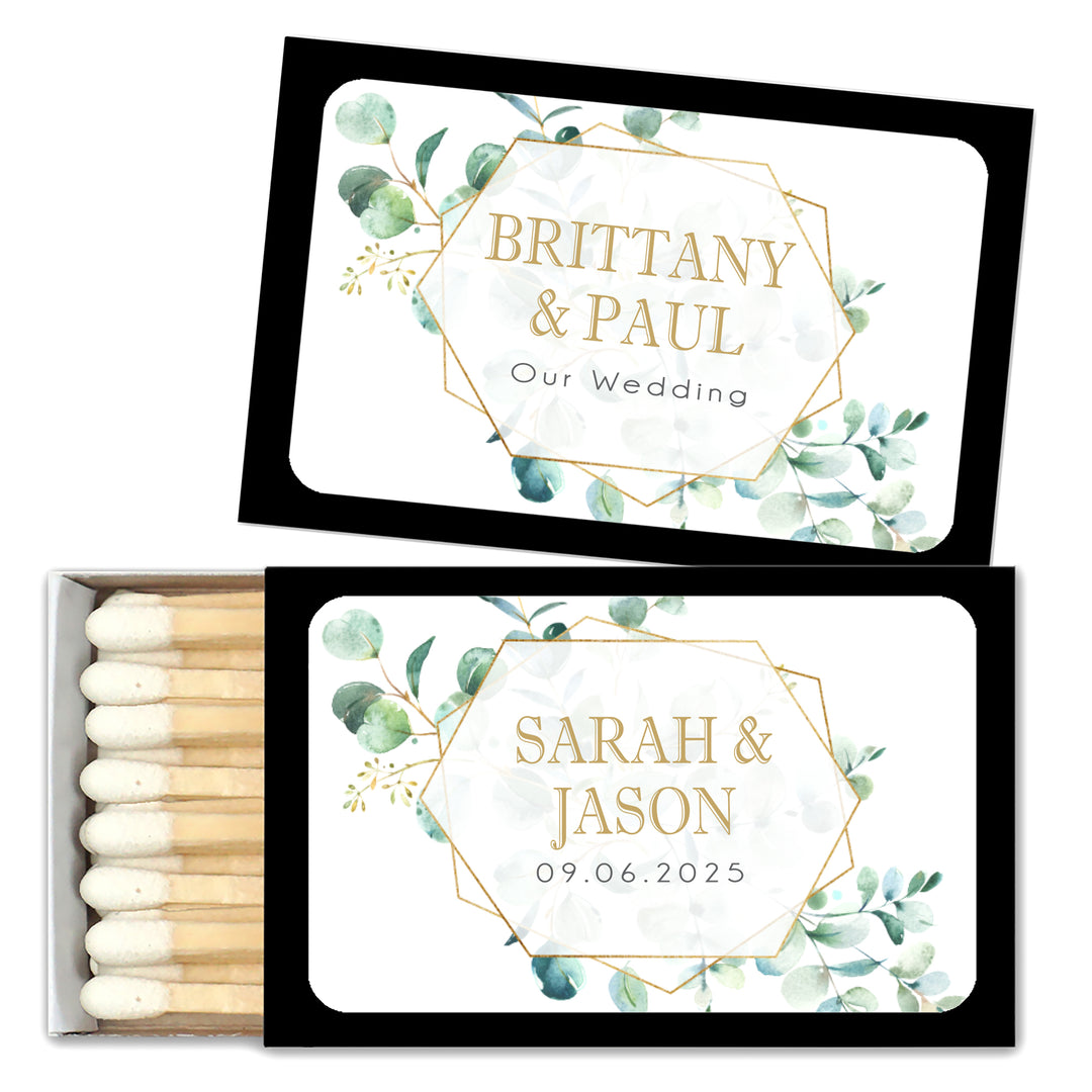 Wedding Favor Matches, Green Eucalyptus (Set of 50)