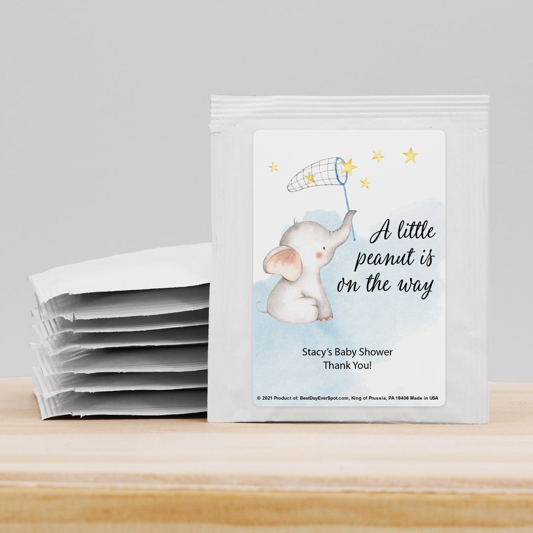 Baby Shower Personalized Tea Bags, Baby Boy Elephant