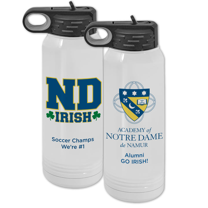 ND 30 oz. Custom White Water Bottle - Wide Mouth with Straw Lid