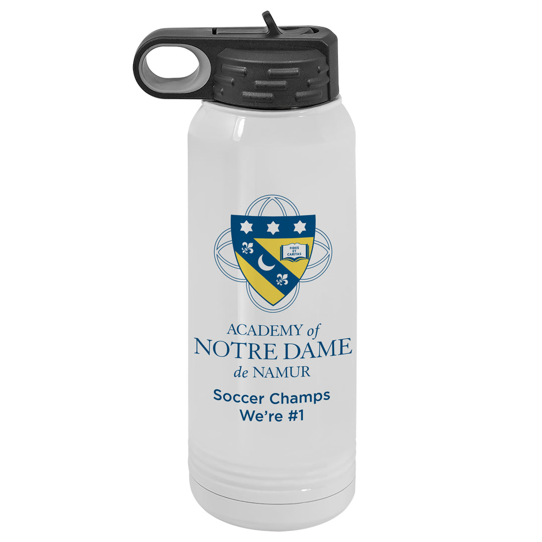 ND 30 oz. Custom White Water Bottle - Wide Mouth with Straw Lid