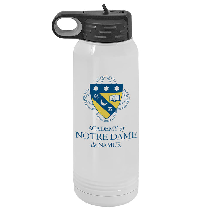 ND 30 oz. Custom White Water Bottle - Wide Mouth with Straw Lid