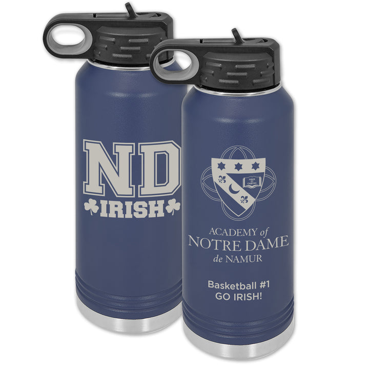 ND 32 oz. Custom Navy Blue Water Bottle Wide Mouth with Straw Lid