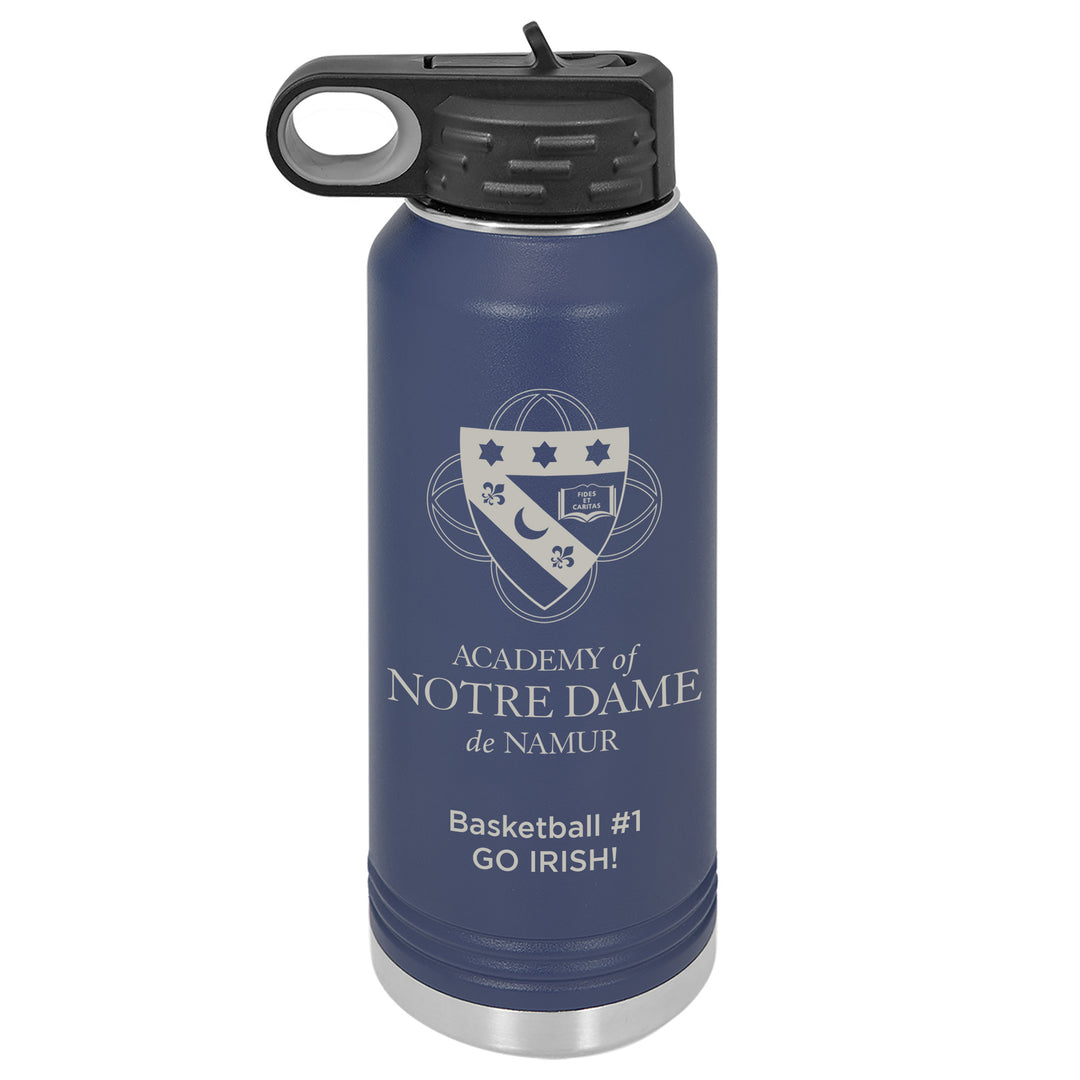 ND 32 oz. Custom Navy Blue Water Bottle Wide Mouth with Straw Lid