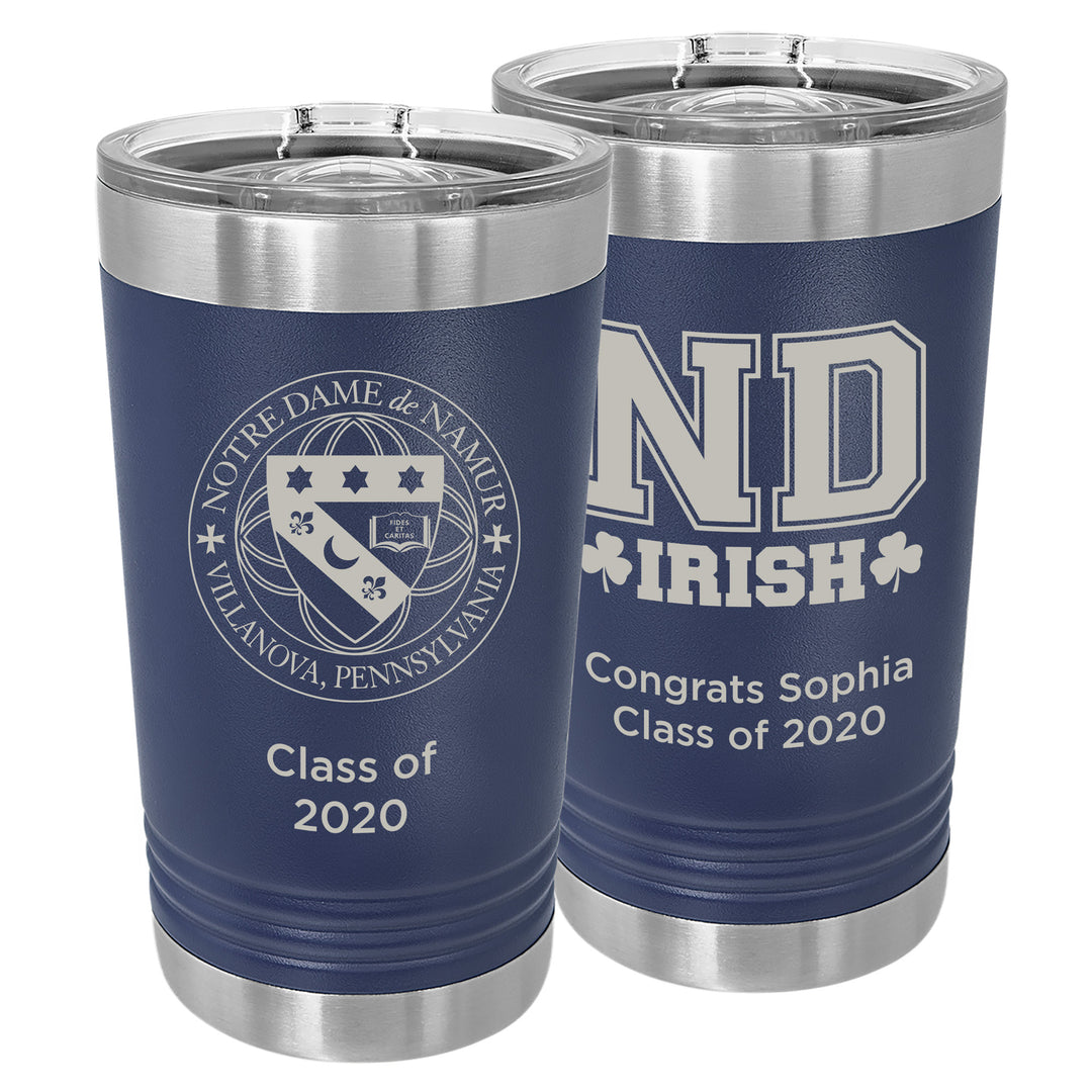 ND Custom 16 oz. Navy Blue Insulated Tumbler with Slider Lid