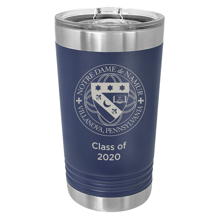 ND Custom 16 oz. Navy Blue Insulated Tumbler with Slider Lid