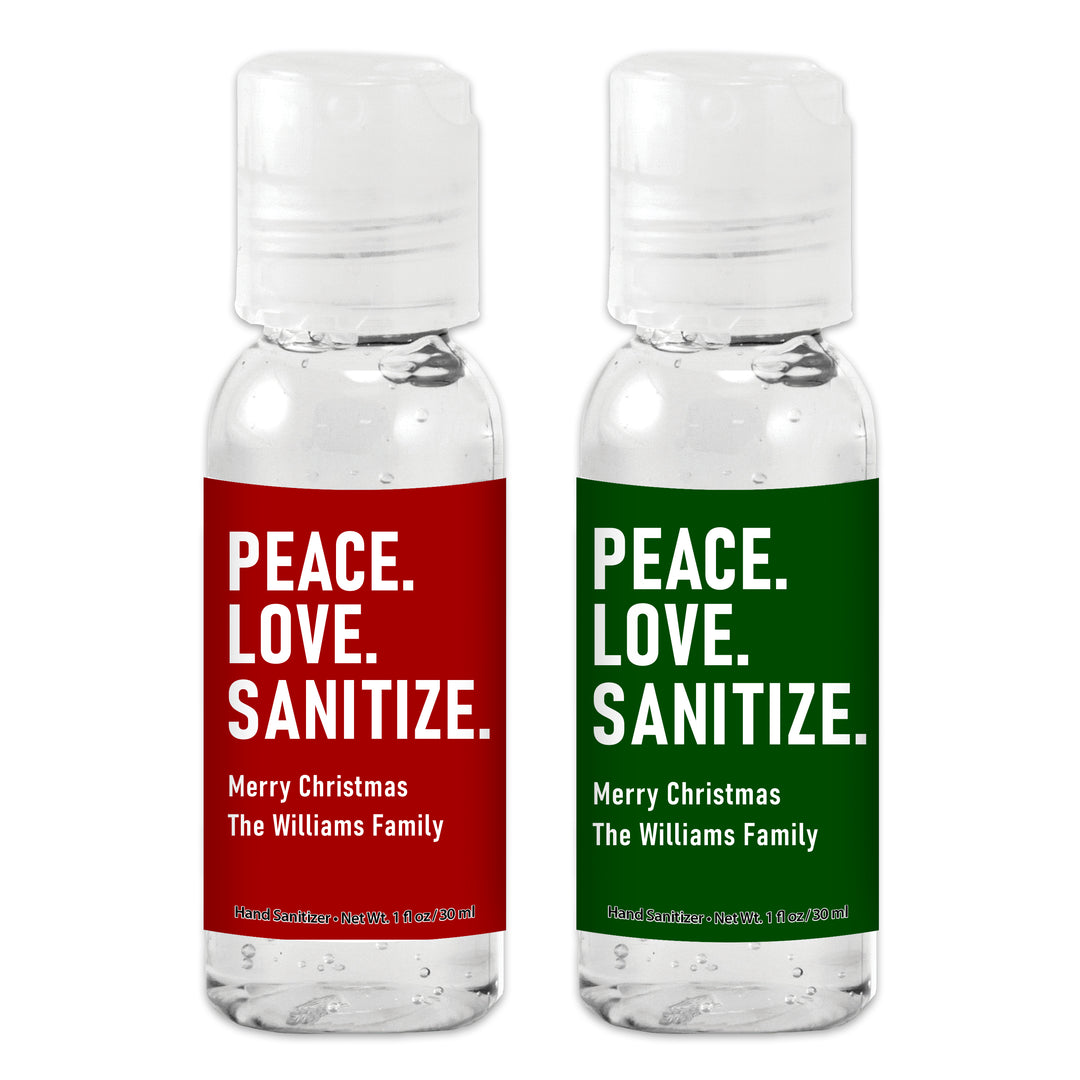 Peace. Love. Sanitize. Hand Sanitizers, Christmas Hand Sanitizer