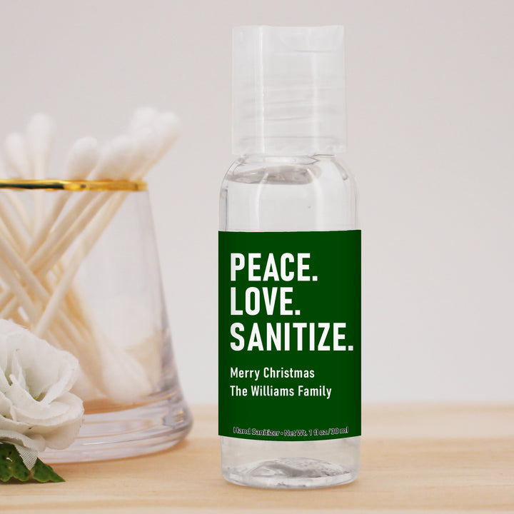 Peace. Love. Sanitize. Hand Sanitizers, Christmas Hand Sanitizer