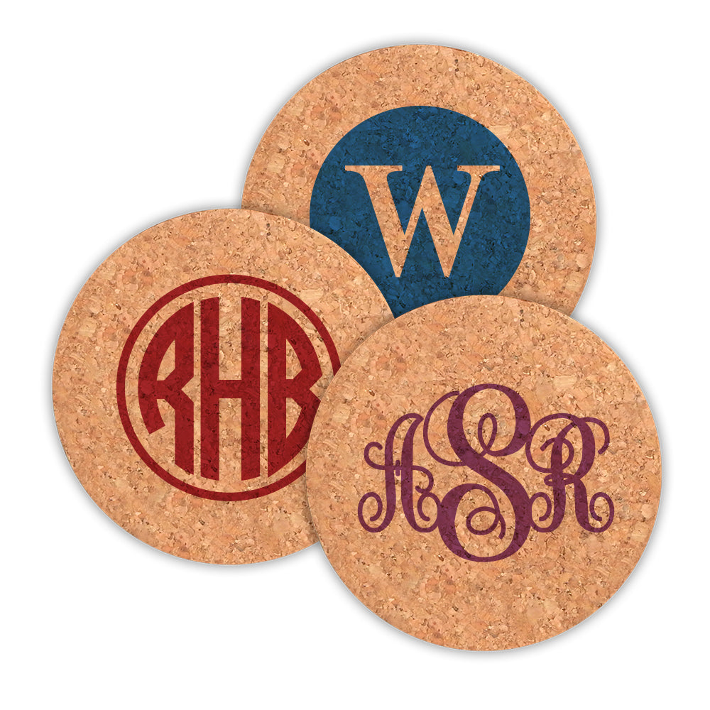 Monogram Round Cork Coasters