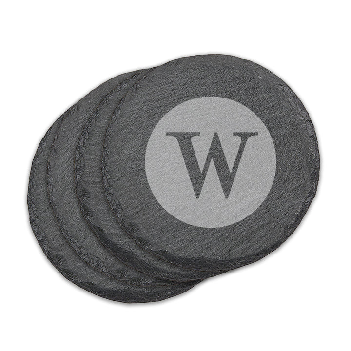 Monogram Round Slate Coasters - Set of 4