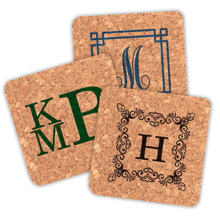 Monogram Square Cork Coasters