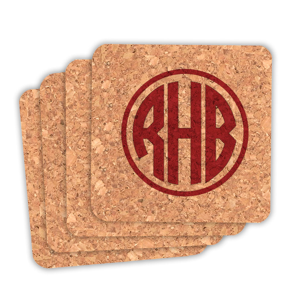 Monogram Square Cork Coasters