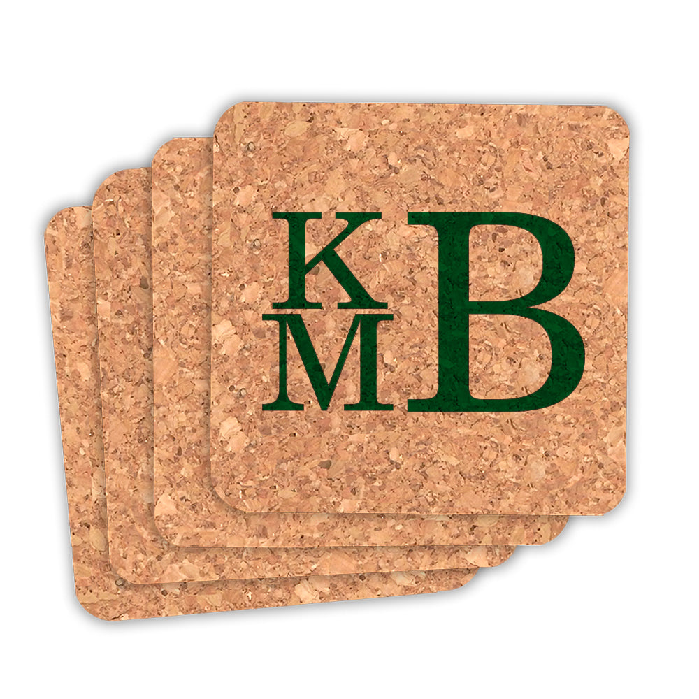 Monogram Square Cork Coasters