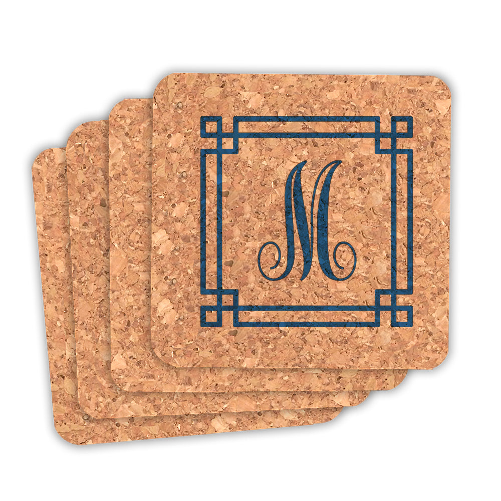 Monogram Square Cork Coasters