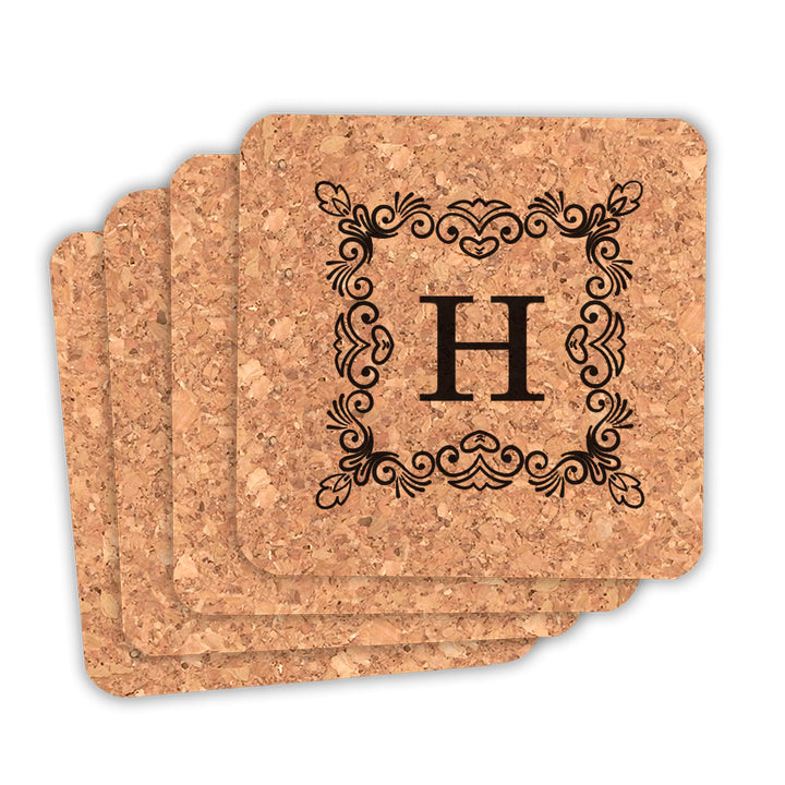 Monogram Square Cork Coasters